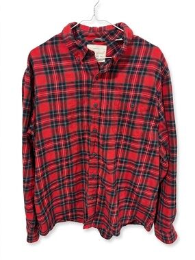 WEATHERPROOF VINTAGE Mens Red Plaid Flannel Shirt Size XL